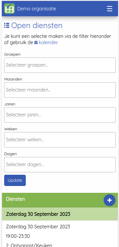 Nieuwe filter voor open diensten