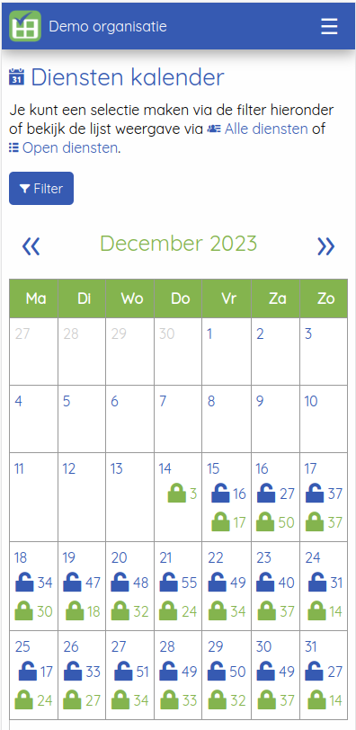 Nieuwe filter voor kalender
